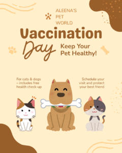 brown playful vaccination day pet shop instagram post