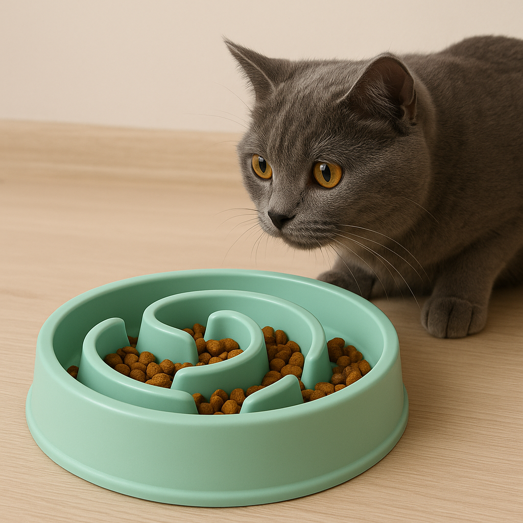 Slow feeder bowl for cats preventing fast eating